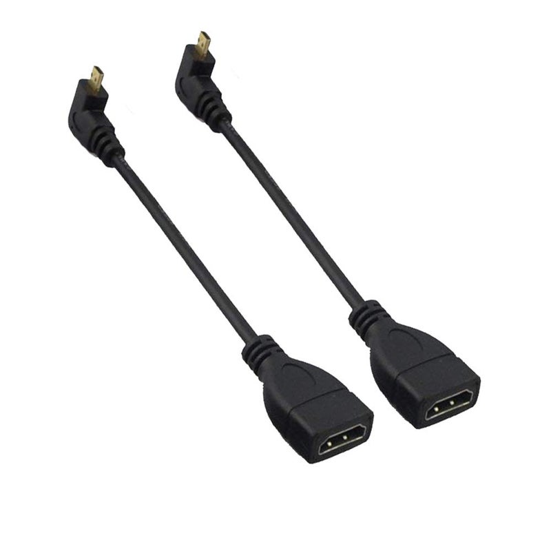 Seadream Angled Micro HDMI to HDMI Adapter Cable, 2Pack 6" 15CM 90 Degree Right Angled Micro HDMI Male to HDMI Female Cable Adapter Connector (2Pack Right Angled)